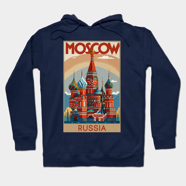 A Vintage Travel Art of Moscow - Russia Hoodie by goodoldvintage